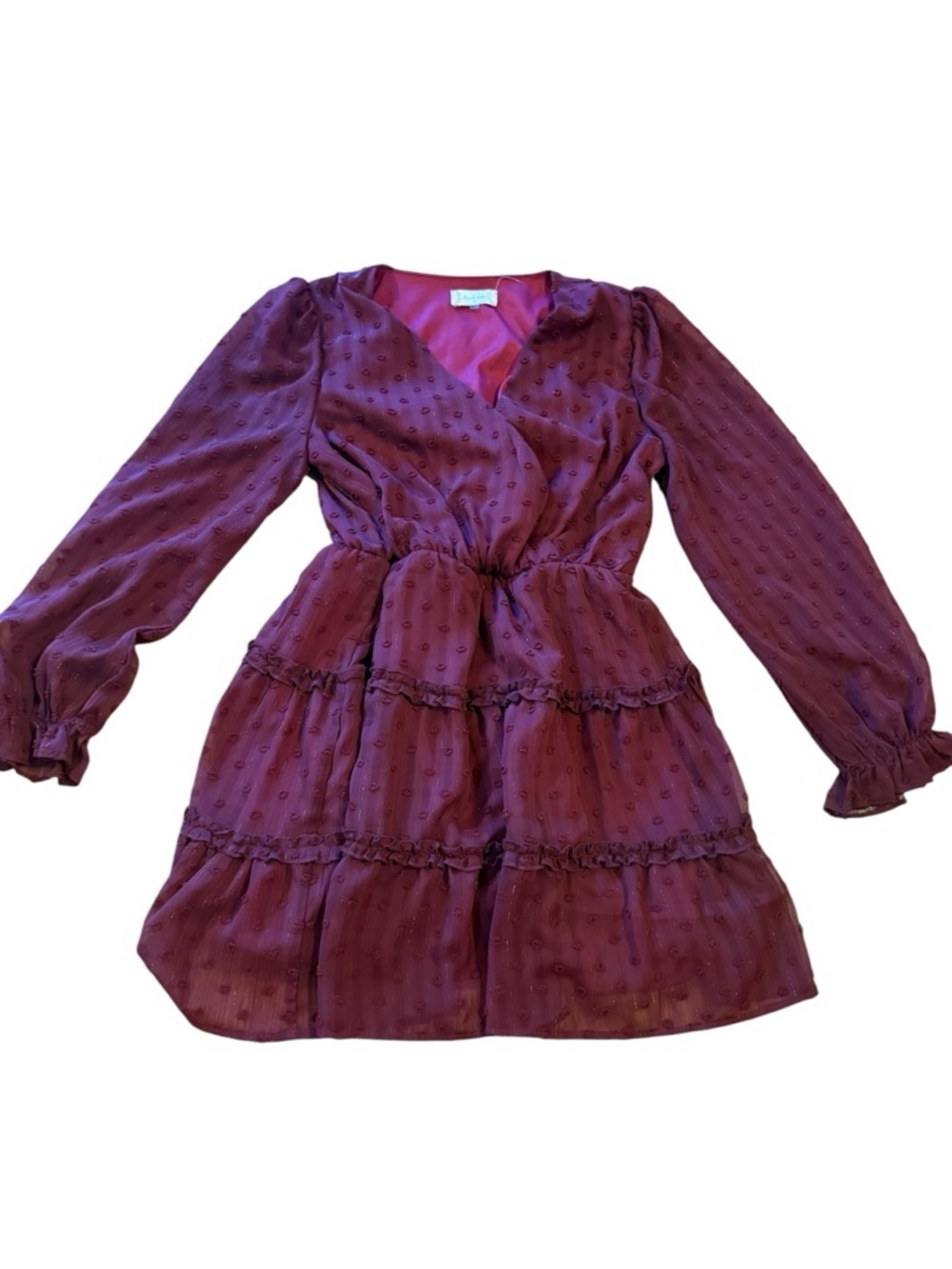 ALTAR’D state Plum Tiered Long-Sleeve Casual Dress